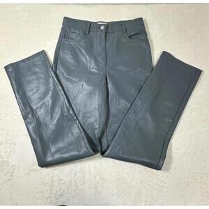 Women’s 2 Wilfred Gray Faux Leather Pants Slim Straight Leg Aritzia Club Party
